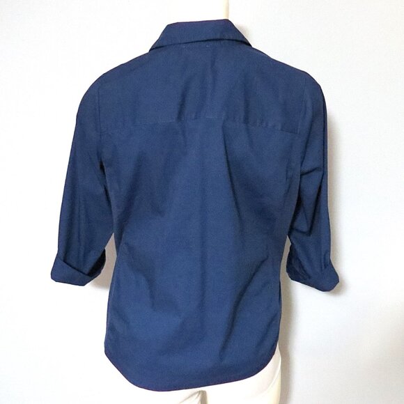 Croft & Barrow Navy Button-Front Roll-Tab Sleeve Shirt Size 1X - Picture 5 of 8